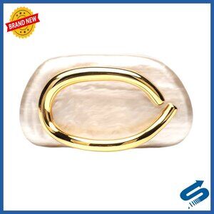 Acrylic Evening Clutch with Metal Handlebars, Round Shape for Prom Wedding